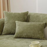 vctops Set of 2 Farmhouse Plaid Chenille Throw Pillow Covers for Couch Bed Sofa Soft Tufted Cushion Covers (Green18"x18")