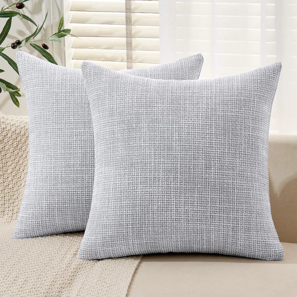MIULEE Burlap Linen Throw Pillow Covers 18x18 Inch Blue Grey Decorative Pillow Covers Modern Farmhouse Pillowcases Soft Accent Cushion Covers for Couch Sofa Bedroom Living Room Home Decor